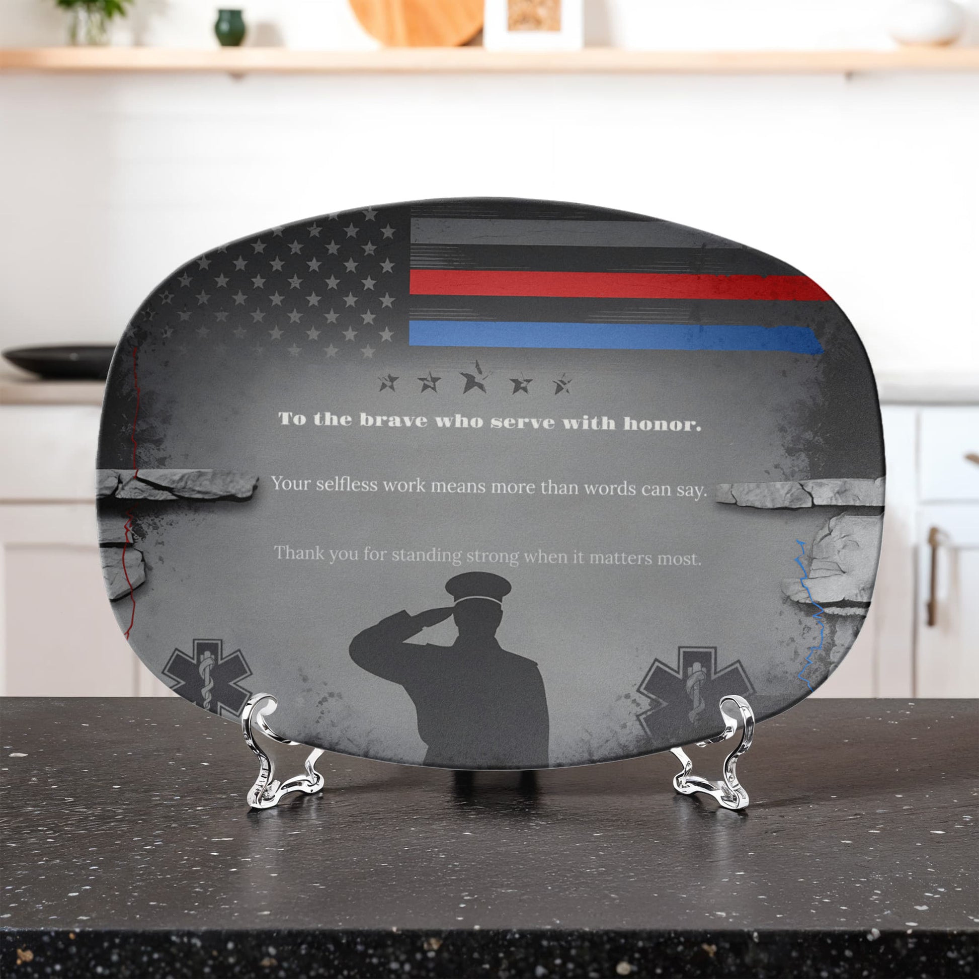 ShineOn Fulfillment Kitchenware 10”x14” Platter To the Brave – First Responder Catchall - GHR1142