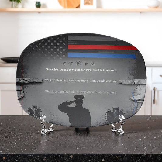 ShineOn Fulfillment Kitchenware 10”x14” Platter To the Brave – First Responder Catchall - GHR1142